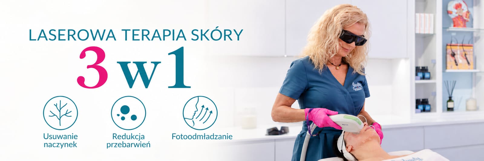 Laserowa terapia skóry 3 w 1: usuwanie naczynek, redukcja przebarwień, fotoodmładzanie